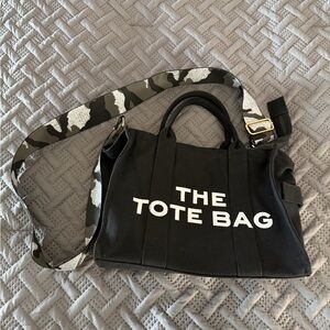 Amazon Black Crossbody Tote with White Text